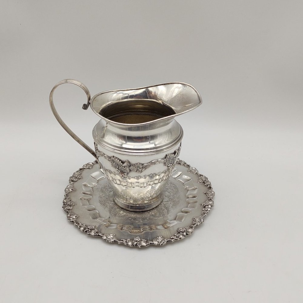 Sheffield Reproductions Silverplate Pitcher and Tray